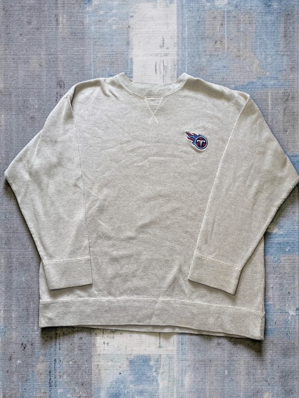 The Edge Mens Thermal Sweatshirt XL Crewneck Gray Cotton Blend Vintage NFL Titan